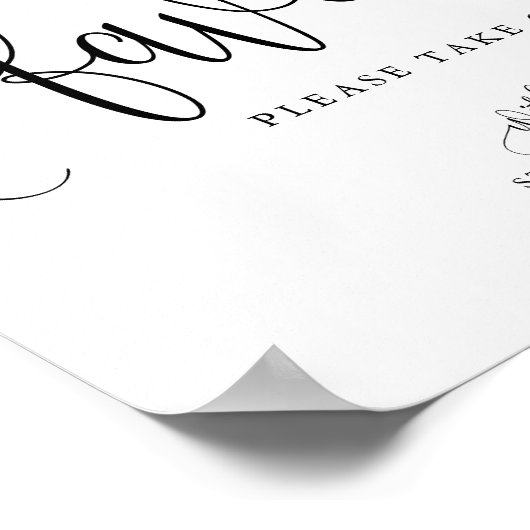 Schwarze Hübsche Calligrafy Script-Gastgeschenke Poster (Ecke)