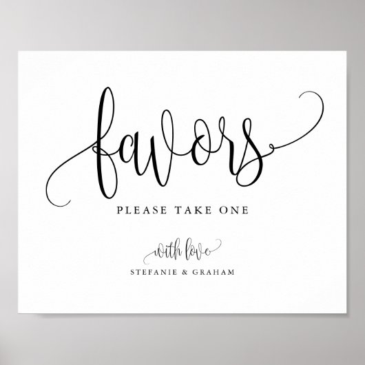 Schwarze Hübsche Calligrafy Script-Gastgeschenke Poster (Vorne)