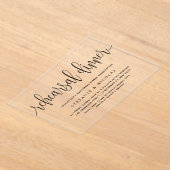 Schwarze hübsche Kalligrafie Rehearsal Abendessen Acryleinladungen (Ablage )