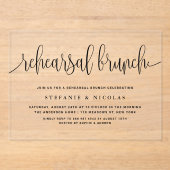 Schwarze Hübsche Kalligraphie Probe Brunch Acryleinladungen (Vorderseite)