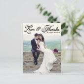 Schwarze hübsche Skript-Hochzeit danken Ihnen Postkarte (Stehend Vorderseite)