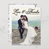 Schwarze hübsche Skript-Hochzeit danken Ihnen Postkarte (Vorne/Hinten)