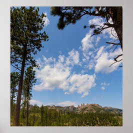 Schwarze Hügel Gerahmt von Bäumen, Süddakota Poster