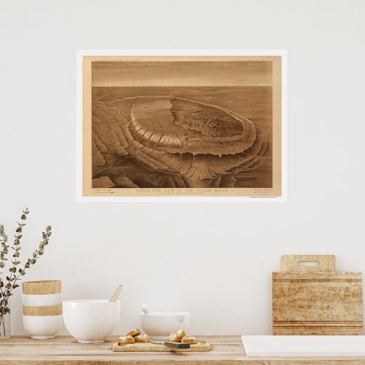 Schwarze Hügel von Dakota Birdseye View 1880 Poster (Küche)