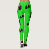 Schwarze Hühner auf Kalkgrün, Leggings (Rückseite)