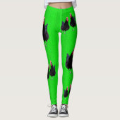 Schwarze Hühner auf Kalkgrün, Leggings (Vorderseite)