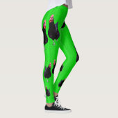 Schwarze Hühner auf Kalkgrün, Leggings (Rechts)