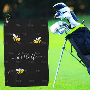 Schwarze Hummeln Sommerspass Spaß Monogramm Golfhandtuch