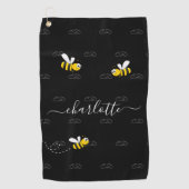 Schwarze Hummeln Sommerspass Spaß Monogramm Golfhandtuch (Vorderseite)