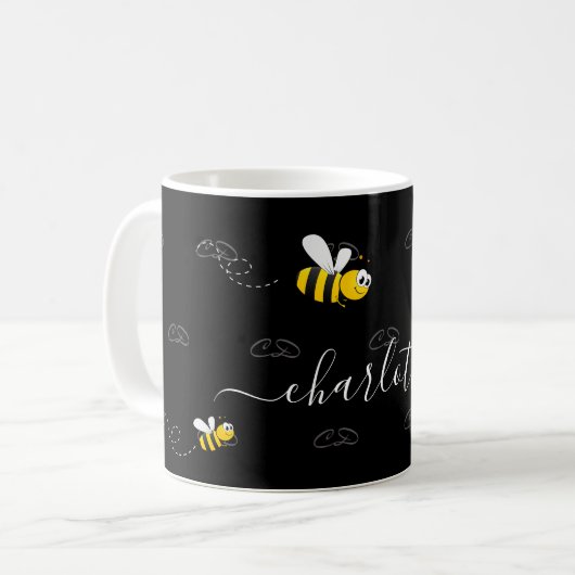 Schwarze Hummeln Sommerspass Spaß Monogramm Kaffeetasse (Vorderseite Links)