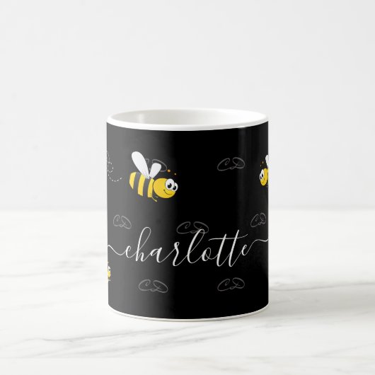 Schwarze Hummeln Sommerspass Spaß Monogramm Kaffeetasse (Mittel)