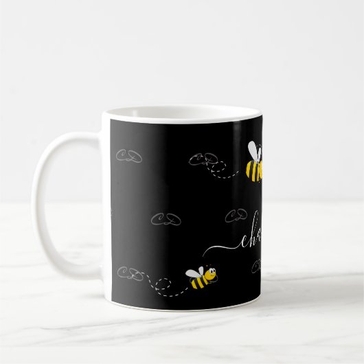 Schwarze Hummeln Sommerspass Spaß Monogramm Kaffeetasse (Links)
