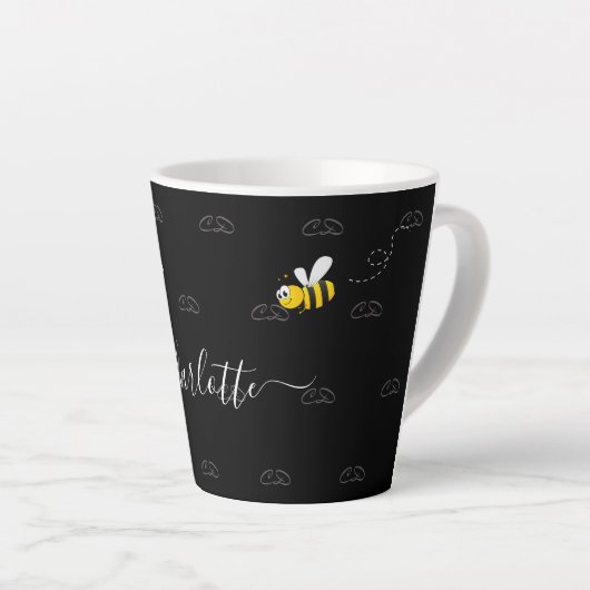 Schwarze Hummeln Sommerspass Spaß Monogramm Milchtasse (Rechte Ecke)