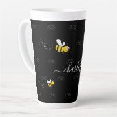 Schwarze Hummeln Sommerspass Spaß Monogramm Milchtasse (Linke Ecke)