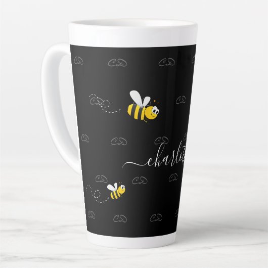 Schwarze Hummeln Sommerspass Spaß Monogramm Milchtasse (Linke Ecke)