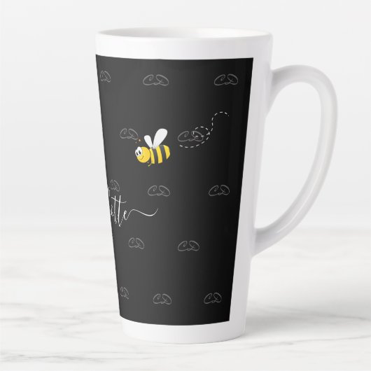 Schwarze Hummeln Sommerspass Spaß Monogramm Milchtasse (Rechts)