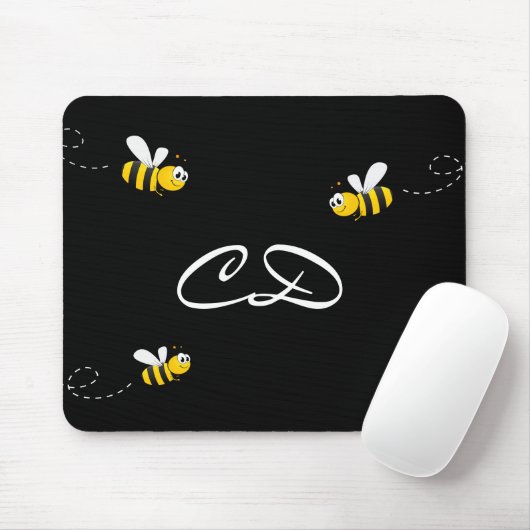 Schwarze Hummeln Sommerspass Spaß Monogramm Mousepad (Mit Mouse)