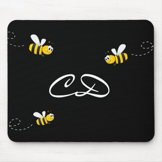 Schwarze Hummeln Sommerspass Spaß Monogramm Mousepad (Vorne)