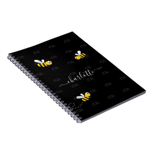 Schwarze Hummeln Sommerspass Spaß Monogramm Notizblock (Rechte Seite)
