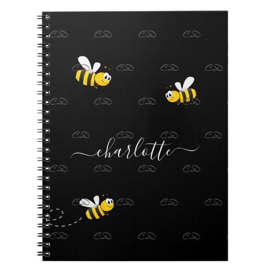 Schwarze Hummeln Sommerspass Spaß Monogramm Notizblock (Vorderseite)