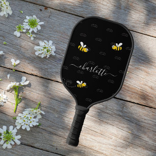 Schwarze Hummeln Sommerspass Spaß Monogramm Pickleball Schläger