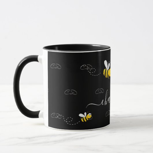 Schwarze Hummeln Sommerspass Spaß Monogramm Tasse (Links)