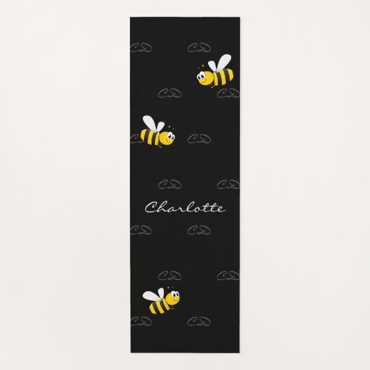 Schwarze Hummeln Sommerspass Spaß Monogramm Yogamatte (Vorderseite)
