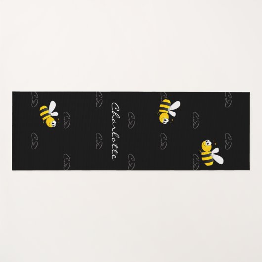 Schwarze Hummeln Sommerspass Spaß Monogramm Yogamatte (Vorderseite (Horizontal))