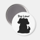 Schwarze Hund-Silhouette Magnet (Vorderseite/Rückseite)