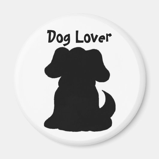 Schwarze Hund-Silhouette Magnet (Vorne)