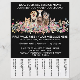 Schwarze Hunde Blumen süße Welpen Tickets Flyer