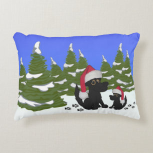 Schwarze Hunde Weihnachten Zierkissen