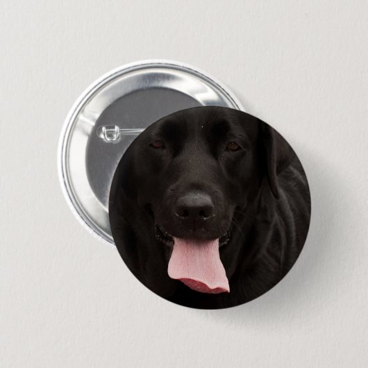 Schwarze Hundegesicht Button (Vorne & Hinten)