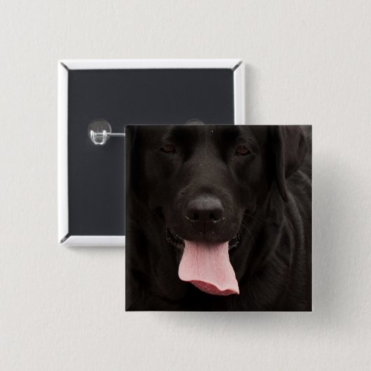 Schwarze Hundegesicht Button (Vorne & Hinten)