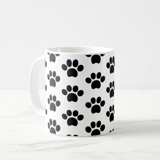 Schwarze Hundekuh niedlich auf Weiß Kaffeetasse (Vorderseite Links)