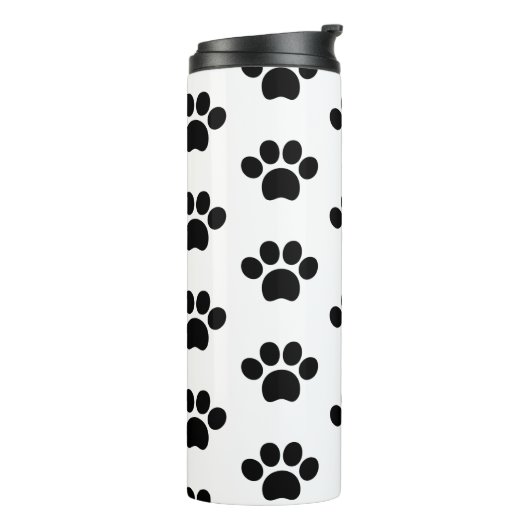 Schwarze Hundekuh niedlich auf Weiß Thermosbecher (Nach links gedreht)