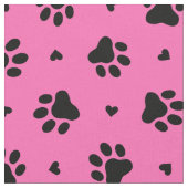 Schwarze Hundepapiermuster und Herz-Muster Stoff (Nahaufnahme)