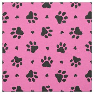 Schwarze Hundepapiermuster und Herz-Muster Stoff