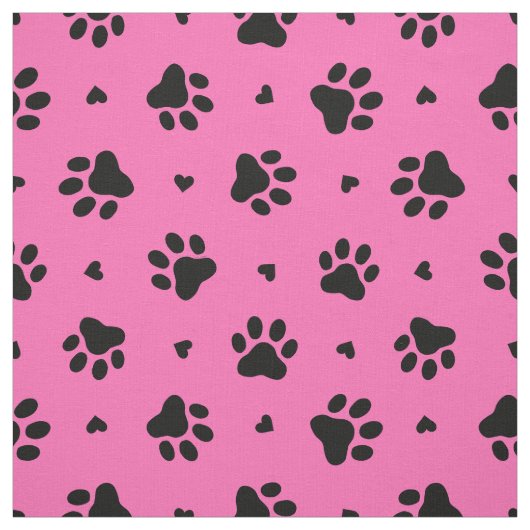 Schwarze Hundepapiermuster und Herz-Muster Stoff (Muster)
