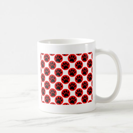 Schwarze Hundepaws in roten Polka-Punkten Kaffeetasse (Rechts)