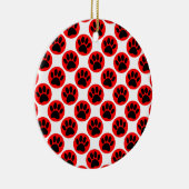 Schwarze Hundepaws in roten Polka-Punkten Keramik Ornament (Rechts)