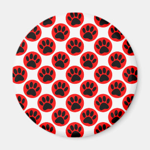 Schwarze Hundepaws in roten Polka-Punkten Magnet