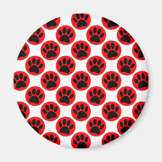 Schwarze Hundepaws in roten Polka-Punkten Magnet (Vorne)