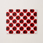Schwarze Hundepaws in roten Polka-Punkten Puzzle (Horizontal)
