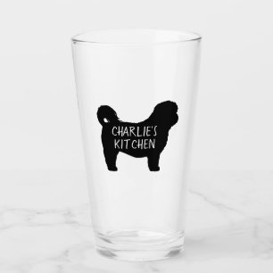 Schwarze HundeSilhouette Shih Tzu personalisiert Glas