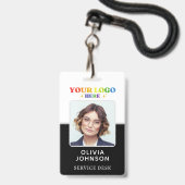 Schwarze ID für das Foto Mitarbeiter mit benutzerd Ausweis (Vorderseite mit Lanyard)