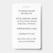 Schwarze ID für das Foto Mitarbeiter mit benutzerd Ausweis (Rückseite)