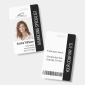 Schwarze ID für personalisierte Mitarbeiter im Unt Ausweis (Vorder- & Rückseite)