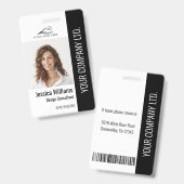 Schwarze ID für personalisierte Mitarbeiter im Unt Ausweis (Vorder- & Rückseite)
