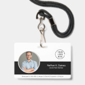 Schwarze ID | Mitarbeiter Foto ID Company Security Ausweis (Vorderseite mit Lanyard)